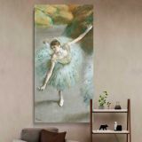 Dancer in Green ca 1883 by Edgar Degas canvas wall art in a styled interior