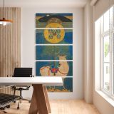 Kasuga Deer Mandala five panel canvas wall art office mockup