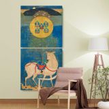 Kasuga Deer Mandala two panel canvas wall art room mockup