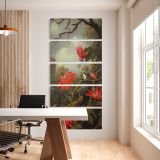 Hummingbird and Passionflowers ca 1875 1885 by Martin Johnson Heade five panel canvas wall art office mockup