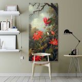 Hummingbird and Passionflowers ca 1875 1885 by Martin Johnson Heade canvas wall art shown in a modern interior