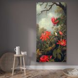 Hummingbird and Passionflowers ca 1875 1885 by Martin Johnson Heade canvas wall art displayed in a contemporary room