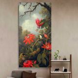Hummingbird and Passionflowers ca 1875 1885 by Martin Johnson Heade canvas wall art in a styled interior