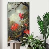Hummingbird and Passionflowers ca 1875 1885 by Martin Johnson Heade canvas print displayed in a modern interior