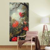 Hummingbird and Passionflowers ca 1875 1885 by Martin Johnson Heade two panel canvas wall art room mockup