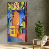 Turkish Cafe by August Macke three panel canvas print in a contemporary interior