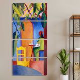 Turkish Cafe by August Macke three panel canvas wall art room mockup