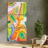 Eiffel Tower by Robert Delaunay three panel canvas print in a contemporary interior