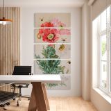 Poppies and Bees 1906 by Paul de Longpre five panel canvas wall art office mockup