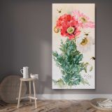 Poppies and Bees 1906 by Paul de Longpre canvas wall art displayed in a contemporary room