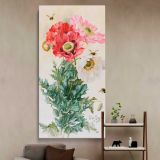 Poppies and Bees 1906 by Paul de Longpre canvas wall art in a styled interior