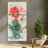 Poppies and Bees 1906 by Paul de Longpre three panel canvas print in a contemporary interior