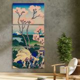 Hokusai by Katsushika Hokusai three panel canvas print in a contemporary interior