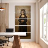 Mona Lisa Cat Portrait five panel canvas wall art office mockup