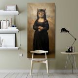Mona Lisa Cat Portrait canvas wall art shown in a modern interior