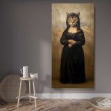 Mona Lisa Cat Portrait canvas wall art displayed in a contemporary room