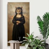 Mona Lisa Cat Portrait canvas print displayed in a modern interior