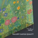 Country Garden with Sunflowers by Gustav Klimt close up showing gallery canvas texture and depth