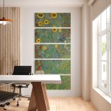 Country Garden with Sunflowers by Gustav Klimt five panel canvas wall art office mockup