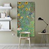 Country Garden with Sunflowers by Gustav Klimt canvas wall art shown in a modern interior