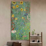 Country Garden with Sunflowers by Gustav Klimt canvas wall art in a styled interior