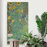 Country Garden with Sunflowers by Gustav Klimt canvas print displayed in a modern interior