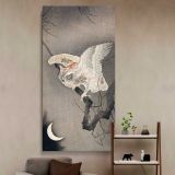 Scops Owl in Moonlight Ohara Koson by Ohara Koson canvas wall art in a styled interior