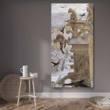 Notre Dame de Paris 1881 drawing by Luc Olivier Merson canvas wall art displayed in a contemporary room