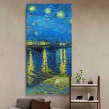 Starry Night Over the Rhone by Vincent van Gogh canvas wall art in a styled interior
