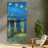 Starry Night Over the Rhone by Vincent van Gogh three panel canvas print in a contemporary interior