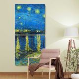 Starry Night Over the Rhone by Vincent van Gogh two panel canvas wall art room mockup
