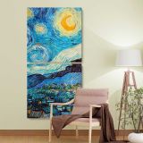Starry Night Van Goghs artwork by Vincent van Gogh two panel canvas wall art room mockup