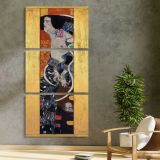 Judith II by Gustav Klimt three panel canvas print in a contemporary interior