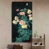 Roses 1878 by George Cochran Lambdin canvas wall art in a styled interior
