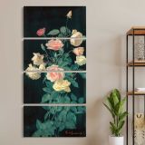 Roses 1878 by George Cochran Lambdin three panel canvas wall art room mockup