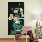 Roses 1878 by George Cochran Lambdin two panel canvas wall art room mockup