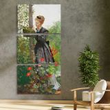 Summer 1874 by Winslow Homer three panel canvas print in a contemporary interior