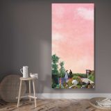 Garden at Sainte Adresse by Claude Monet canvas wall art displayed in a contemporary room