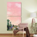 Garden at Sainte Adresse by Claude Monet two panel canvas wall art room mockup