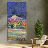 Mediterranean Garden Landscape by Claude Monet three panel canvas print in a contemporary interior