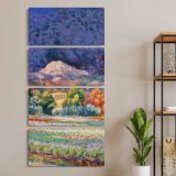 Mediterranean Garden Landscape by Claude Monet three panel canvas wall art room mockup