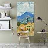 The Yellow House at Arles by Vincent van Gogh canvas wall art shown in a modern interior
