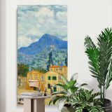 The Yellow House at Arles by Vincent van Gogh canvas print displayed in a modern interior