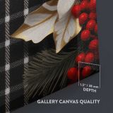 Christmas Houndstooth Floral Pattern close up showing gallery canvas texture and depth