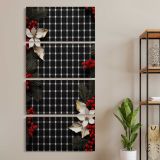Christmas Houndstooth Floral Pattern three panel canvas wall art room mockup