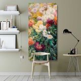 Chrysanthemums in the Garden at Petit Gennevilliers 1893 painting by Gustave Caillebotte canvas wall art shown in a modern interior