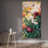 Chrysanthemums in the Garden at Petit Gennevilliers 1893 painting by Gustave Caillebotte canvas wall art displayed in a contemporary room
