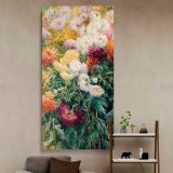 Chrysanthemums in the Garden at Petit Gennevilliers 1893 painting by Gustave Caillebotte canvas wall art in a styled interior