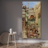 Spring by Lawrence Alma Tadema canvas wall art displayed in a contemporary room