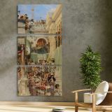 Spring by Lawrence Alma Tadema three panel canvas print in a contemporary interior